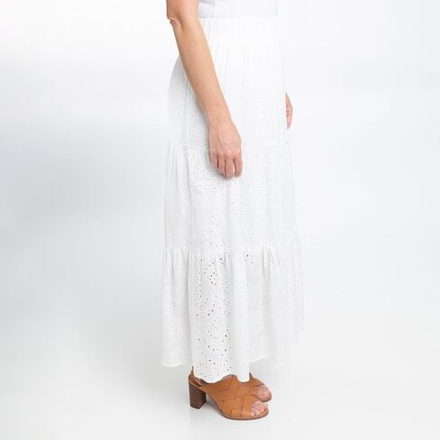Elsie & Zoey Solange Embroidered Eyelet Paneled Maxi Skirt for Women in Saudi Arabia