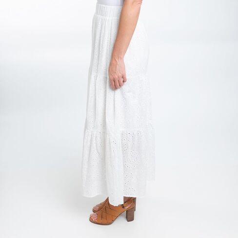 Elsie & Zoey Solange Embroidered Eyelet Paneled Maxi Skirt for Women in Saudi Arabia