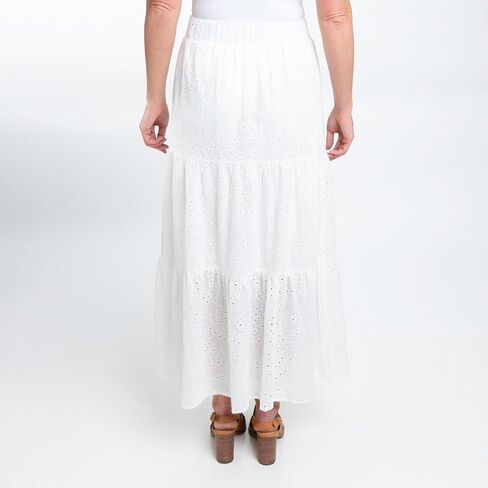 Elsie & Zoey Solange Embroidered Eyelet Paneled Maxi Skirt for Women in Saudi Arabia