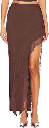 Wisfruit Women's Sexy Ruched Mesh Skirt عالية الخصر بخصوص in Kuwait