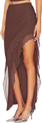 Wisfruit Women's Sexy Ruched Mesh Skirt عالية الخصر بخصوص in Kuwait