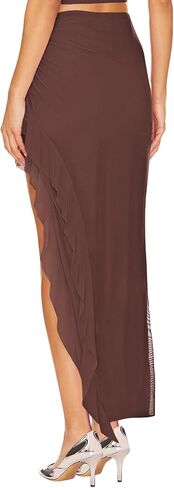Wisfruit Women's Sexy Ruched Mesh Skirt عالية الخصر بخصوص in Kuwait