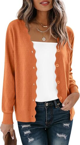 زر Lilbetter Women's لأسفل كارديجان طويل الأكمام غير الرسمية V-nock ناعمة متماسكة سترة سترة سترة خفيفة الوزن خفيفة الوزن in Kuwait
