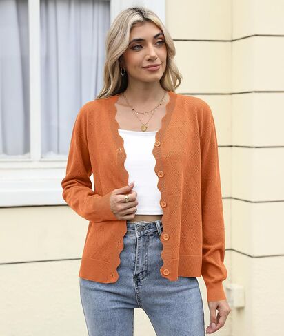 زر Lilbetter Women's لأسفل كارديجان طويل الأكمام غير الرسمية V-nock ناعمة متماسكة سترة سترة سترة خفيفة الوزن خفيفة الوزن in Kuwait