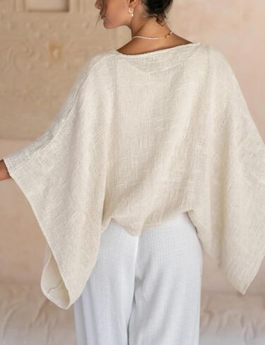 Women's Cotton Linen Shrug Kimono Sleeve Open Front Casual Loose Cover Ups Lightweight Cardigan in Kuwait