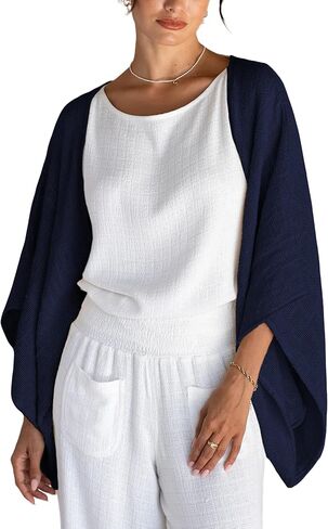 Women's Cotton Linen Shrug Kimono Sleeve Open Front Casual Loose Cover Ups Lightweight Cardigan in Kuwait