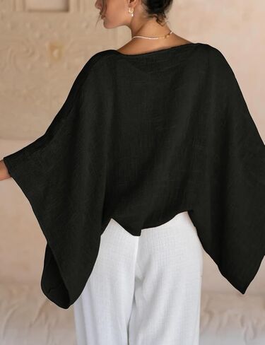 Women's Cotton Linen Shrug Kimono Sleeve Open Front Casual Loose Cover Ups Lightweight Cardigan in Kuwait