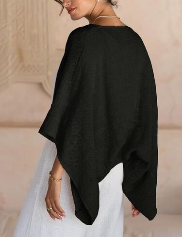 Women's Cotton Linen Shrug Kimono Sleeve Open Front Casual Loose Cover Ups Lightweight Cardigan in Kuwait