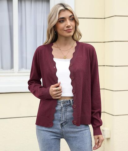 زر Lilbetter Women's لأسفل كارديجان طويل الأكمام غير الرسمية V-nock ناعمة متماسكة سترة سترة سترة خفيفة الوزن خفيفة الوزن in Kuwait