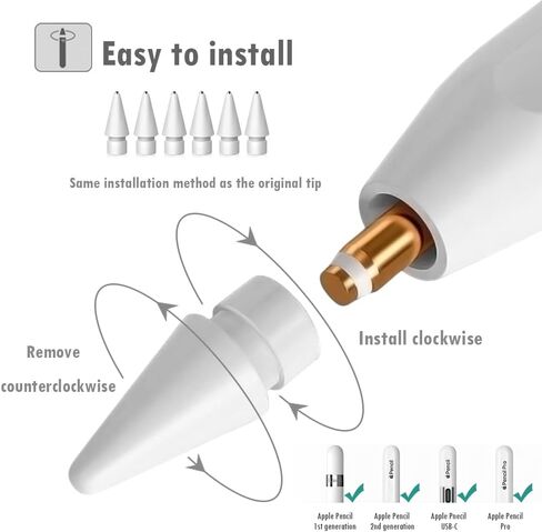 Replacement Pencil Tips for Apple Pencil, Durable Pencil Nibs Set for Apple Pencil Tip(12 PCS) in Saudi Arabia