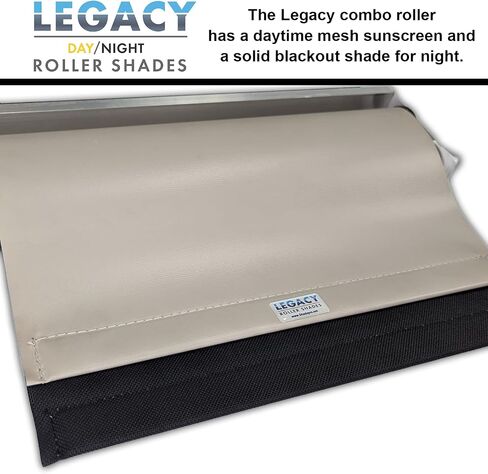 ShadePro - Legacy Roller Shades - Day Night Combo Pull Down Blinds - Light Filtering Solar Mesh Sunscreen for Day - Blackout Shade for Night - Fits RV, Camper, or Motorhome - Khaki - 33" Drop in Saudi Arabia