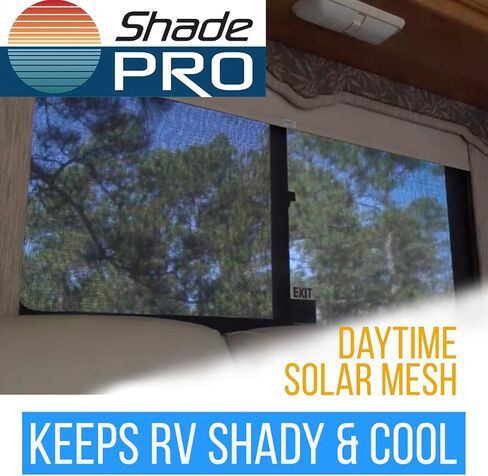 ShadePro - Legacy Roller Shades - Day Night Combo Pull Down Blinds - Light Filtering Solar Mesh Sunscreen for Day - Blackout Shade for Night - Fits RV, Camper, or Motorhome - Khaki - 33" Drop in Saudi Arabia