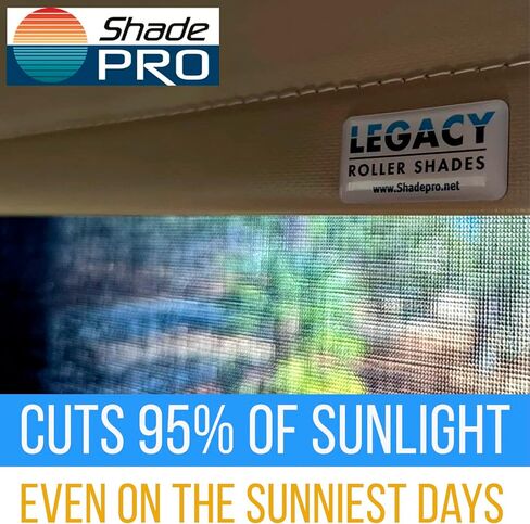 ShadePro - Legacy Roller Shades - Day Night Combo Pull Down Blinds - Light Filtering Solar Mesh Sunscreen for Day - Blackout Shade for Night - Fits RV, Camper, or Motorhome - Khaki - 33" Drop in Saudi Arabia