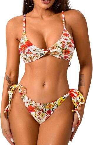 مجموعة بيكيني تويست النسائية ، مثيرة عالية قطع السباغيتي الأشرطة Cheeky 2 pcs swimsuits in Saudi Arabia