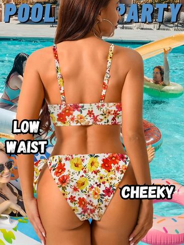 مجموعة بيكيني تويست النسائية ، مثيرة عالية قطع السباغيتي الأشرطة Cheeky 2 pcs swimsuits in Saudi Arabia