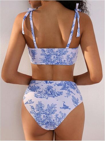 Floerns Women's Tie Shoulder Bikini Swimsuit Floral High Waisted 2 Piece Bathing Suit in Saudi Arabia