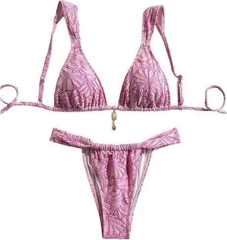 SHENHE Women's Floral Triangle Bikini Set Two Piece High Cut Tie Back Swimsuit Bathing Suit in Saudi Arabia