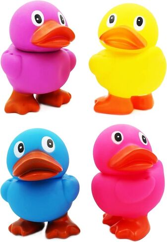 لعبة البطة المطاطية الضخمة من شركة Dreidel مع زعانف، اضغط لإصدار صرير N' Quack، البط المطاطي العملاق للأطفال، الحمام، حمام الطفل، عيد الميلاد، نشاط حمام السباحة، بطول 6.5 سم (عبوة متنوعة) in Saudi Arabia
