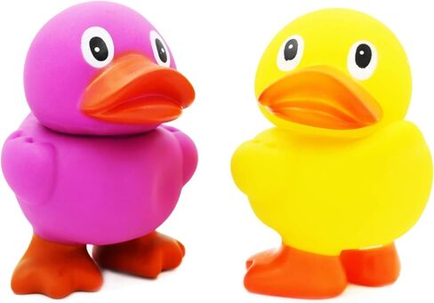 لعبة البطة المطاطية الضخمة من شركة Dreidel مع زعانف، اضغط لإصدار صرير N' Quack، البط المطاطي العملاق للأطفال، الحمام، حمام الطفل، عيد الميلاد، نشاط حمام السباحة، بطول 6.5 سم (عبوة متنوعة) in Saudi Arabia