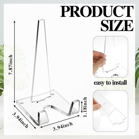 شاشة Honeydak Acrylic Plate Stand Clear Easel Stand لألبومات إطار لوحة الصورة سجل مجلة اللوح اللوحية اللوحة البريدية كتب الكتب ديكور الطاولة للمنزل والمكاتب ، 8 × 4 × 4 بوصات in Saudi Arabia