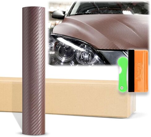 60"x120" (5FTx10FT) 3D Carbon Fiber Textured Brown Matte Flat Vinyl Wrap Auto Car Sticker Decal Film Sheet Bubble Free Air Release Technology with Tool Kit in Saudi Arabia