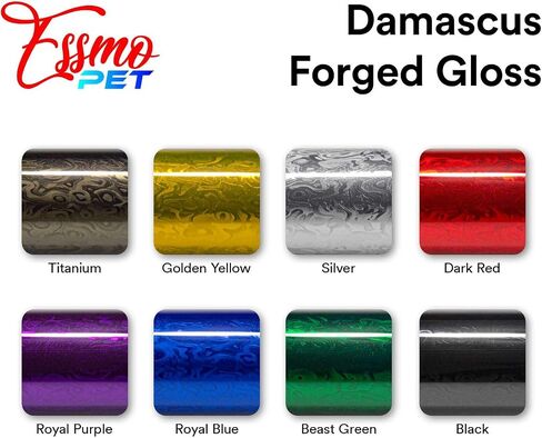 Pet Damascus مزورة Gloss Black Vinyl Wrap Auto Car Sticker Secal Screat Sheet Bubble Technology Free Air Technology مع مجموعة أدوات 1FTX5ft in Saudi Arabia