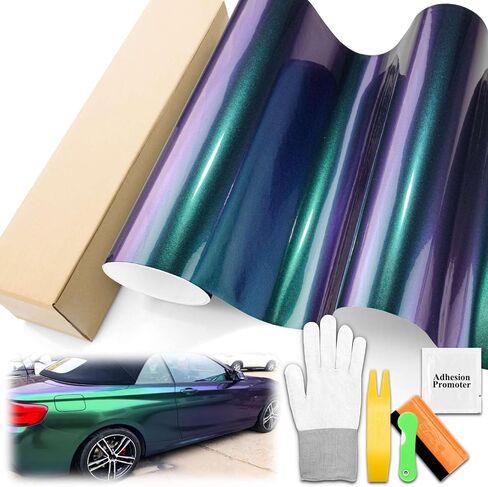 1.6ftx5ft galaxy gloss gloss purple green Chameleon Metallic Color Shift Change Vinyl Wrap Auto Car Sticker Screat Film Bubble Free Air Technology with Tool in Kuwait