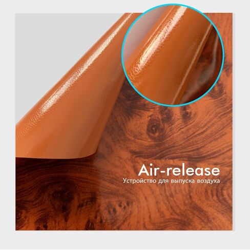 Vinyl Wrap Wood Grain - Peel & Stick Self-Adhesive Film for Car Interior, Furniture, Cabinets - Waterproof Glossy Decorative Sticker, DIY Upgrade (2 Rolls) (Light Brown) in Kuwait
