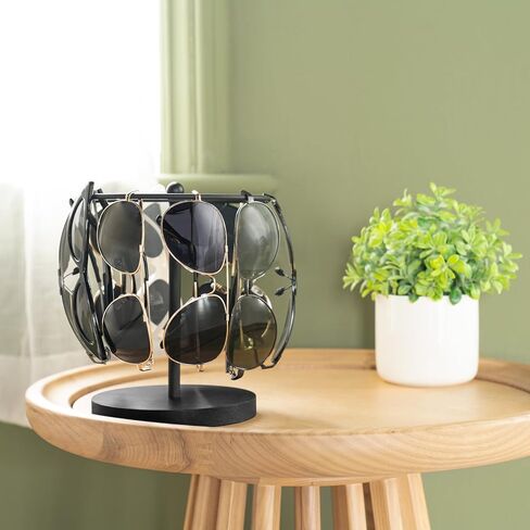 Mkono Sunglasses Organizer Glasses Holder Stand Sunglass Storage Display Eyeglasses Rack for up to 12 Pairs of Eyewear Glasses for Table Dresser Desk Countertop Bedroom (1, Black) in Kuwait