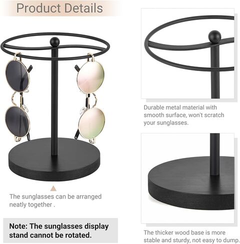 Mkono Sunglasses Organizer Glasses Holder Stand Sunglass Storage Display Eyeglasses Rack for up to 12 Pairs of Eyewear Glasses for Table Dresser Desk Countertop Bedroom (1, Black) in Kuwait