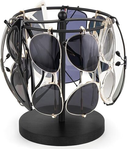 Mkono Sunglasses Organizer Glasses Holder Stand Sunglass Storage Display Eyeglasses Rack for up to 12 Pairs of Eyewear Glasses for Table Dresser Desk Countertop Bedroom (1, Black) in Kuwait
