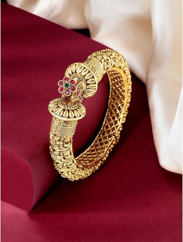 Aheli 2.4 Inch Openable Gokhru Kada Bangle Set of 2 Gift for Women (Multicolor 1) in Saudi Arabia