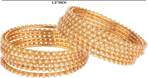 Efulgenz Indian Bangles for Women Gold Bangles Faux Pearl Traditional Bracelet Bangle Set Bollywood Jewelry for Women in Saudi Arabia
