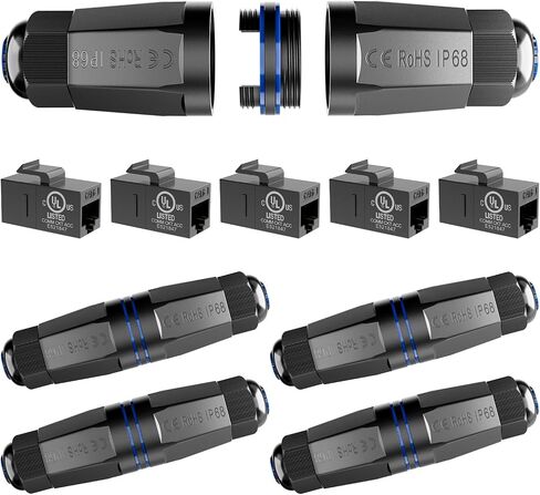 VCELINK IP68 Blank Waterproof RJ45 Coupler Box Interchangeable, Outdoor Keystone Module Cover, Compatible with RJ45/HDMI/Speaker/Coaxial/RCA Keystone, 5 Pack in Kuwait