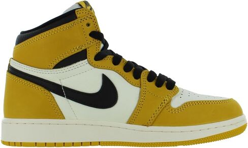 NIKE Air Jordan 1 High OG Yellow Ochre Big Kids' Shoes (FD1437-701, Yellow Ochre/Sail/Black) Size 4.5 in Kuwait