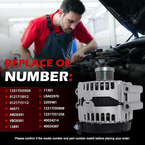 11301 المولد 180AMP 12V متوافق مع 128i 323i 328i 328xi 528i 528xi x3 x5 3.0L 2007-2013 OE 1231755926 ، 0121715012 ، A6571 ، ABO0391 in Saudi Arabia