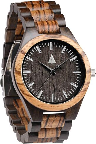 Treehut Wooden Watches for Men, Great Japanese Quartz Analog, Stylish Exotic Watch with Adjustable Stainless Steel Clasp, Buckle, Made from Ebony and Walnut Wood, Relojes Hombre Mujeres in Saudi Arabia