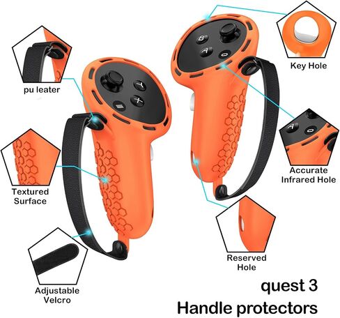 7 in 1 Silicone Cover Compatible with Meta/Oculus Quest 3 Accessories, VR Silicone Headset Controller Shell, Eyes, Face, Touch Controller Grip Case & Lens Cover-Black in Saudi Arabia