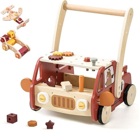 مشاية أطفال خشبية قابلة للتعديل للارتفاع والسرعة من IEATFO مع مقعد أدوات وعربة تخزين الألعاب - مشاية دفع للأطفال متعددة الوظائف مصممة هندسيًا للمشي الطبيعي - أكثر من 3 سنوات من الاستخدام المستمر in Kuwait