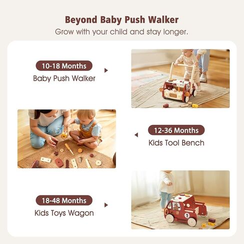 مشاية أطفال خشبية قابلة للتعديل للارتفاع والسرعة من IEATFO مع مقعد أدوات وعربة تخزين الألعاب - مشاية دفع للأطفال متعددة الوظائف مصممة هندسيًا للمشي الطبيعي - أكثر من 3 سنوات من الاستخدام المستمر in Kuwait