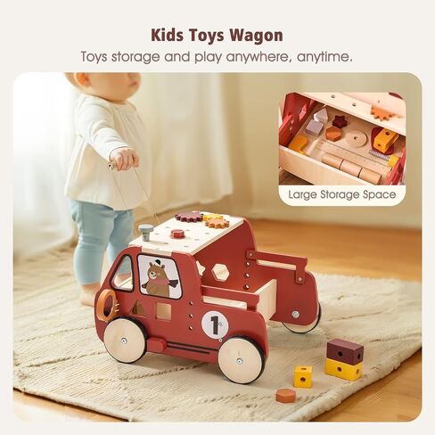 مشاية أطفال خشبية قابلة للتعديل للارتفاع والسرعة من IEATFO مع مقعد أدوات وعربة تخزين الألعاب - مشاية دفع للأطفال متعددة الوظائف مصممة هندسيًا للمشي الطبيعي - أكثر من 3 سنوات من الاستخدام المستمر in Kuwait