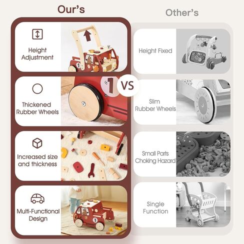 مشاية أطفال خشبية قابلة للتعديل للارتفاع والسرعة من IEATFO مع مقعد أدوات وعربة تخزين الألعاب - مشاية دفع للأطفال متعددة الوظائف مصممة هندسيًا للمشي الطبيعي - أكثر من 3 سنوات من الاستخدام المستمر in Kuwait