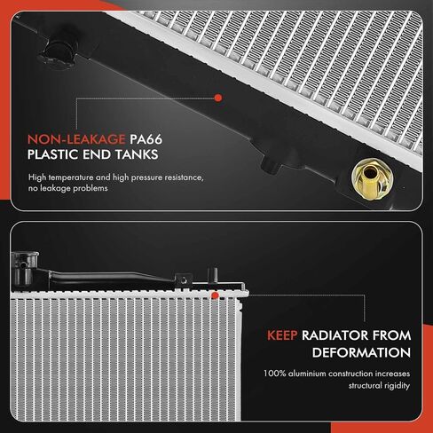 A-Premium Primary Engine Coolant Radiator Assembly with Transmission Oil Cooler Compatible with Honda Accord 2003 2004 2005 2006 2007 2.4L Gas Naturally Aspirated in Saudi Arabia