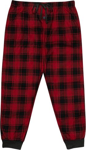 North 15 Mens Buffalo Plaid Pajama Pants, Super Soft Mens Fleece Pj Pants with Bottom Rib in Kuwait