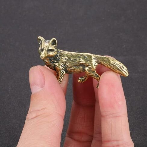 2pcs mini fox تمثال بالحيوان النحاسي الصغير ، تمثال Fengshui Wealth ، النحت على الحيوانات القديم للمنزل Decor in Saudi Arabia