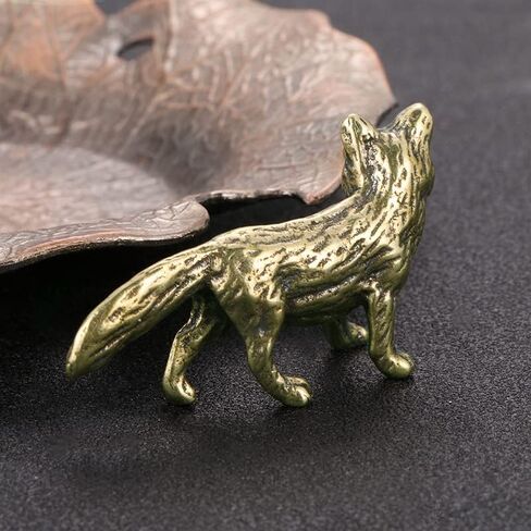 2pcs mini fox تمثال بالحيوان النحاسي الصغير ، تمثال Fengshui Wealth ، النحت على الحيوانات القديم للمنزل Decor in Saudi Arabia