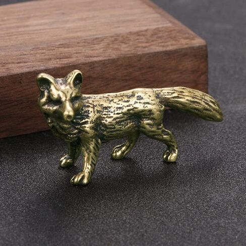 2pcs mini fox تمثال بالحيوان النحاسي الصغير ، تمثال Fengshui Wealth ، النحت على الحيوانات القديم للمنزل Decor in Saudi Arabia