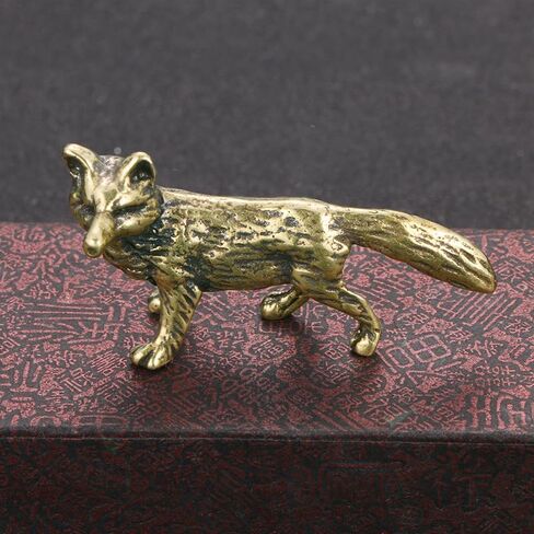 2pcs mini fox تمثال بالحيوان النحاسي الصغير ، تمثال Fengshui Wealth ، النحت على الحيوانات القديم للمنزل Decor in Saudi Arabia
