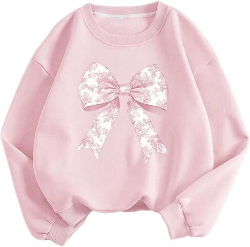 Women's Bow Sweatshirts Long Sleeve Crewneck Sweatshirts Pullover Tops Fall Outfits Trendy in Saudi Arabia