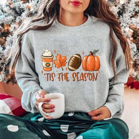 Tis The Season Sweatshirt Punmpkin Fall Hoodie Football Season Sweatshirt in Kuwait